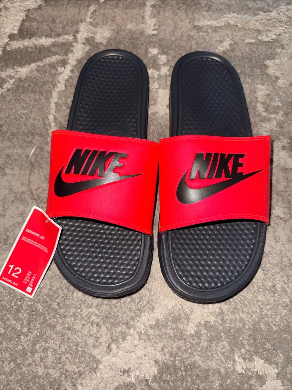 Nike Benassi JDI Red Black Slides Men’s Size 11 New